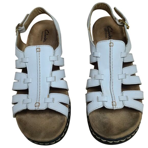 Clarks White Leather Lexi Marigold Sling Back Strappy Sandals Shoes 10 M - Picture 2 of 6